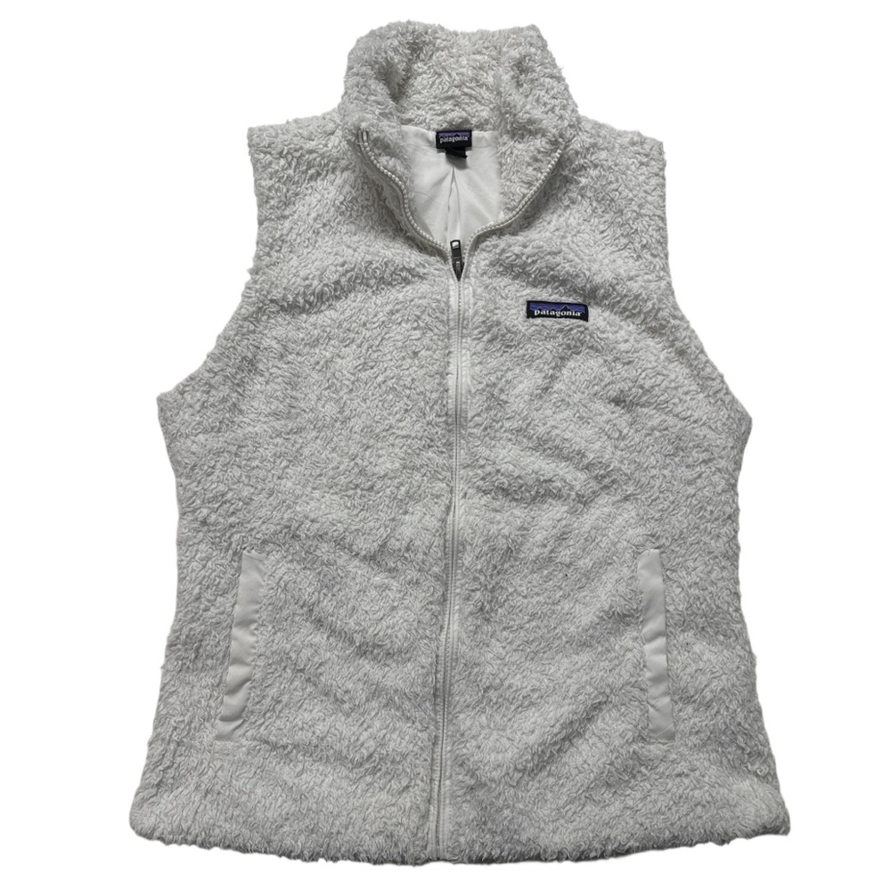 '16 PATAGONIA women's white los gatos fleece vest, M.